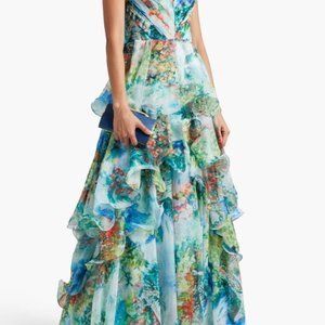 MARCHESA NOTTE floral chiffon gown